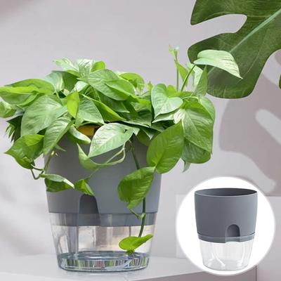 Plastic Lazy Hydroponic Flower Pot Self Watering Hydroponics Plants Pot Double Layer Cotton Rope Watering Succulent Planters