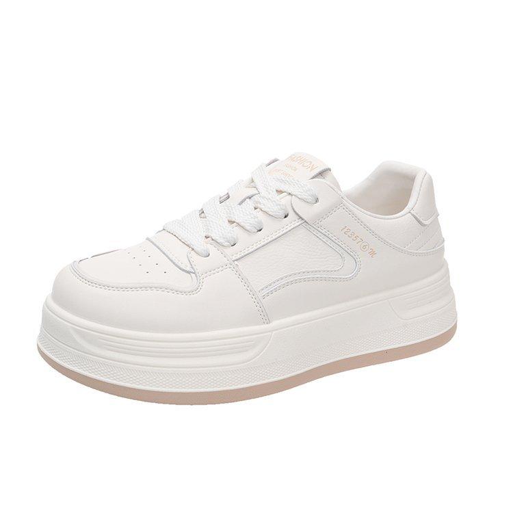 Little White Shoes Women's Spring 2025 New Thick Baseplate Shoes Versatile Small Inner Height Increase Casual Sports Muffin Shoes