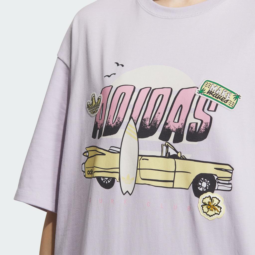 Adidas Originals Printed Loose Fit Round Neck Short Sleeve Drop Shoulder T-Shirt Women T-Shirts Light-Purple IW6298
