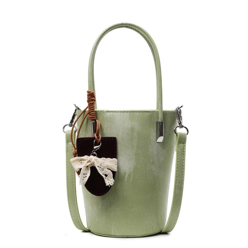 

Simple Solid Color Personality Niche Portable Bucket Bag Fashionable All-match High-end Women s Crossbody Bag зелений