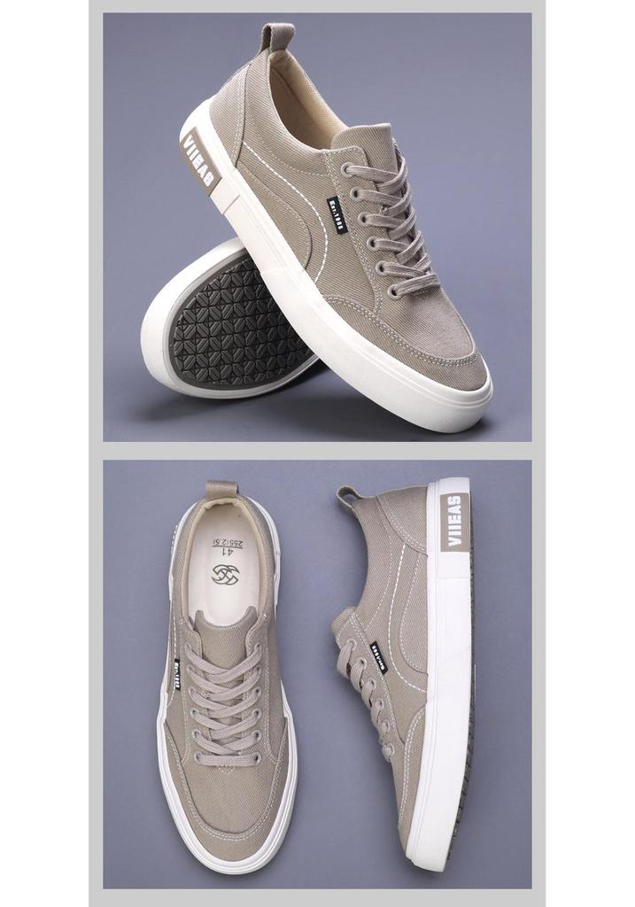 Spring Men's Korean-Style Canvas Lace-up Sneakers - Trendy, Breathable, Casual Low-top Board Shoes