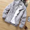 Men's Double Sided Velvet Jacket Winter Thick Warm Oversized Fleece Fluffy Jacket Stand Collar Cardigan Jacket Winter Coat Outerwear