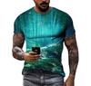 Fashion Casual 3d Printed Nature Landscape Pattern Summer Men Interesting Trend Plus Size Street Personality Harajuku Loose Top