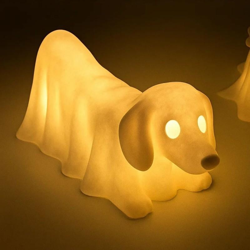 Dachshund Shaped Halloween Night Light Cute Spooky Ghost Night Light for Home Bedroom Party Display Lamp Dog Decor Halloween