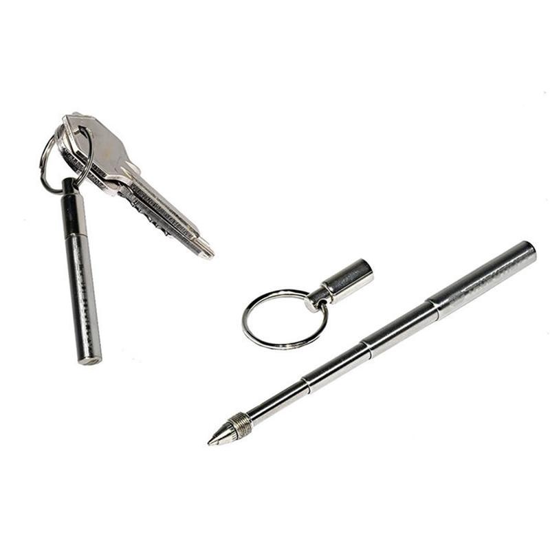 Portable Stainless Steel Telescopic Function Ballpoint Pen Metal Key Ring
