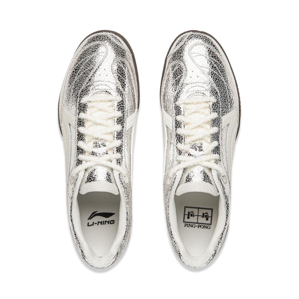 Li Ning Table Tennis Series Trendy Versatile Durable Lightweight Low-Top Casual Shoes Unisex Sneakers Silver AZGW003-1