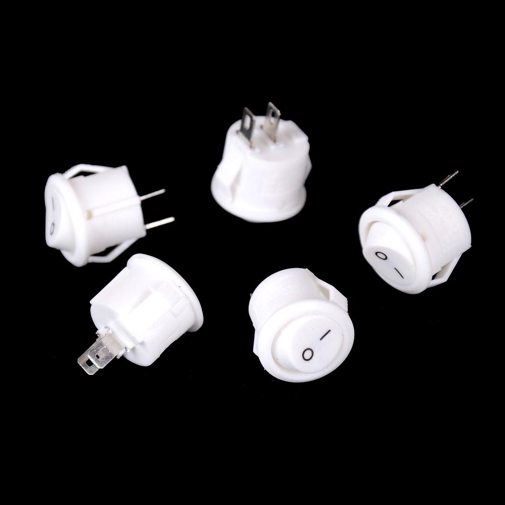 10pcs 16mm Diameter Small Round Boat Rocker Switches Black Mini Round Black White Red 2 Pin ON-OFF Rocker Switch