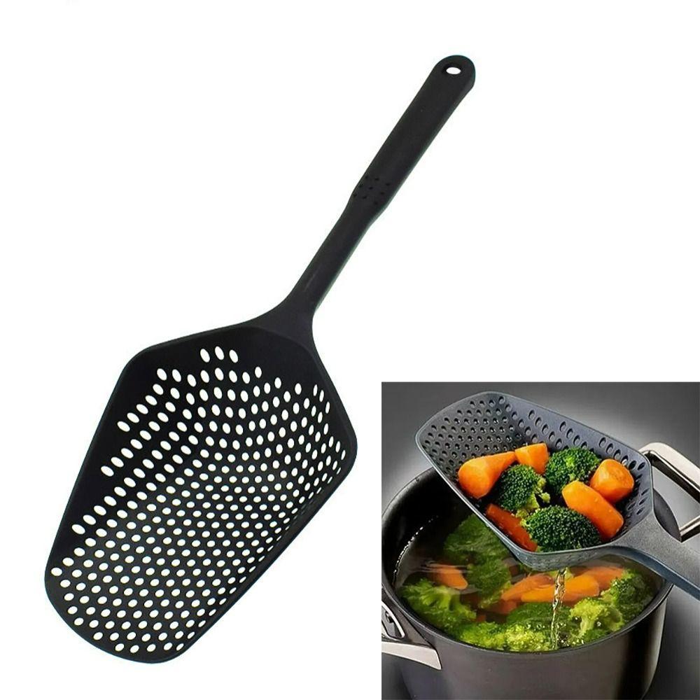 Practical Plastic Strainer Spoon Kitchen Cooking Tool Large Size Mesh Drain Scoop Long Handled Portable Filter Scoop Kitchen Use