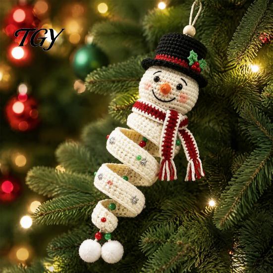 Decorazione Natalizia da Appendere Fai da Te Uncinetto Pupazzo di Neve Appendiporta Kit, Set Artigianale Festivo Fatto a Mano per Parete, Finestra, Festa di Capodanno Lavori a Maglia
