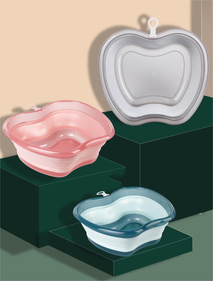Portable Thickened Basin Apple Shape Design With Hanging Hole Durable Folding Basin For Facial Cleansing, Laundry Outdoor Travel