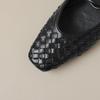 Fashion Women's New Spring and Autumn Square Head Genuine Leather Sheepskin Metal Buckle Low Heel Printed Mary Jane Single Shoes