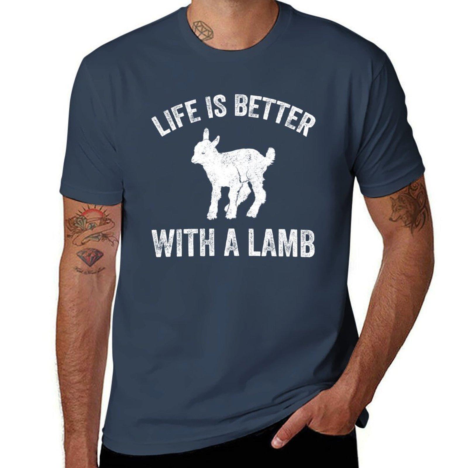 Life Is Better With A Lamb Funny Farmer Tshirt Printed T Shirts For Unisex T Shirts For Unisex Slim Fit Tshirt S