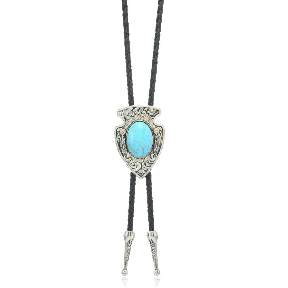 Westliche Bolo Krawatte für Männer Frauen Vintage Stein Anhänger Leder Seil Halstuch Cowboy Lässig Party Hochzeit Bühnenauftritt Kostüm Zubehör