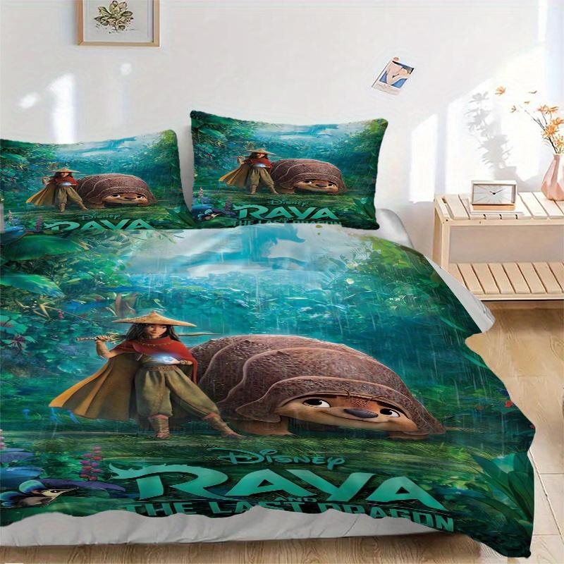 3pcs Raya & Tuk Tuk Raya and The Last Dragon Quilt Cover Set, Soft and Cozy Bedroom, Guest Room and Dorm Decorative Bedding 3-Piece Set 1 Qu 135x200cm