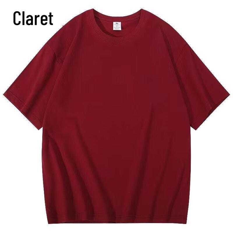 Men's Heavyweight Pure Cotton Short Sleeve Round Neck Casual White T-shirt
