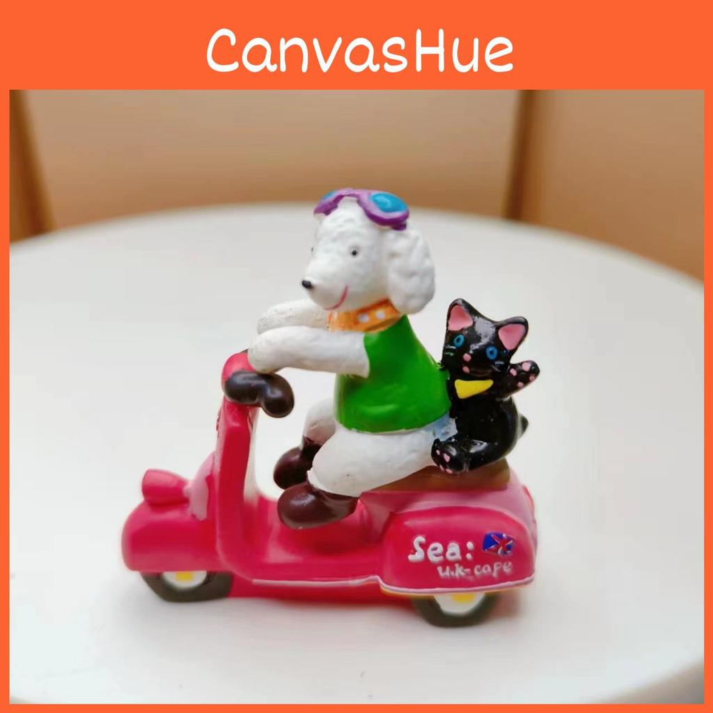 Cat Dog Resin Riding Motorcycle Action Figure Model Toy Micro Landscape Decorate