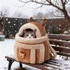 small Pet Carrier Bag Cat Dogs Plush Backpack  Winter Warm Nest Kitten Puppy Hanging Chest Portable Carriers for Outdoor Travel