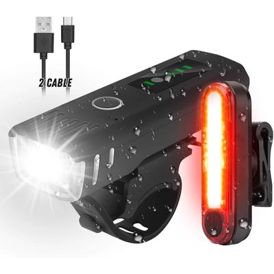 LED Bicycle Light Cycling Lights 2 In 1 Font & Rear Lights Set Rechargeable Bike Tail Light for MTB Road Bikes