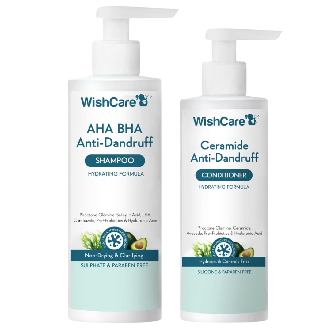 

WishCare Hydrating AHA BHA Anti Dandruff Shampoo & Ceramide Conditioner Combo Pack 250ml+200ml