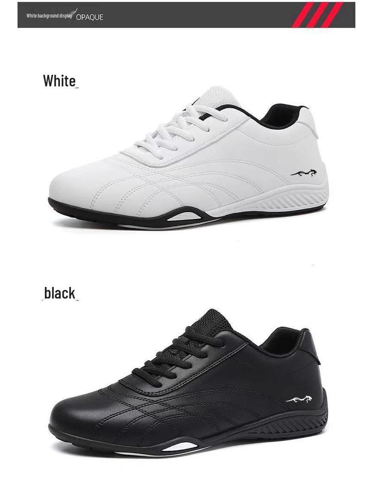 2024 Spring Men's Breathable Leather Running Shoes: Soft Sole, Casual Sports Style