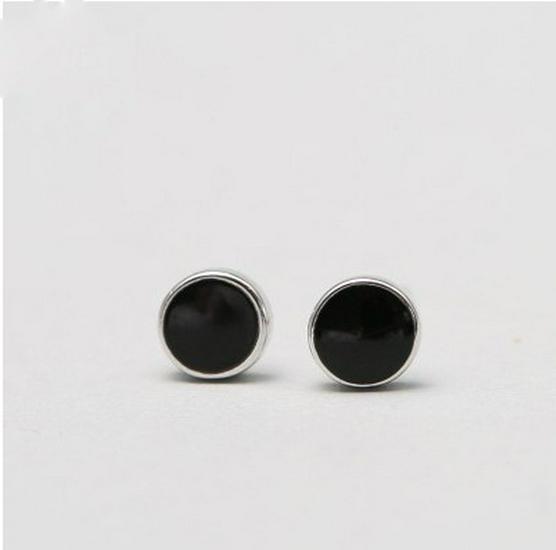 925 Sterling Silver Anti-Allergic Heart Stud Earrings for Men & Women - Simple Korean Style Black Cartilage Earrings