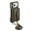 For iPhone 17 Pro Case Card Holder Kickstand PU Leather + PC Phone Cover with Mirror and Crossbody Lanyard