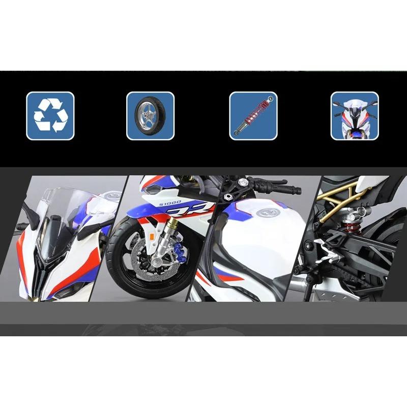 1/9 BMW S1000RR Alloy Racing Motorcycle High Simulation Metal Street Sports Motorcycle Model with Light Collection Children Toy Gift