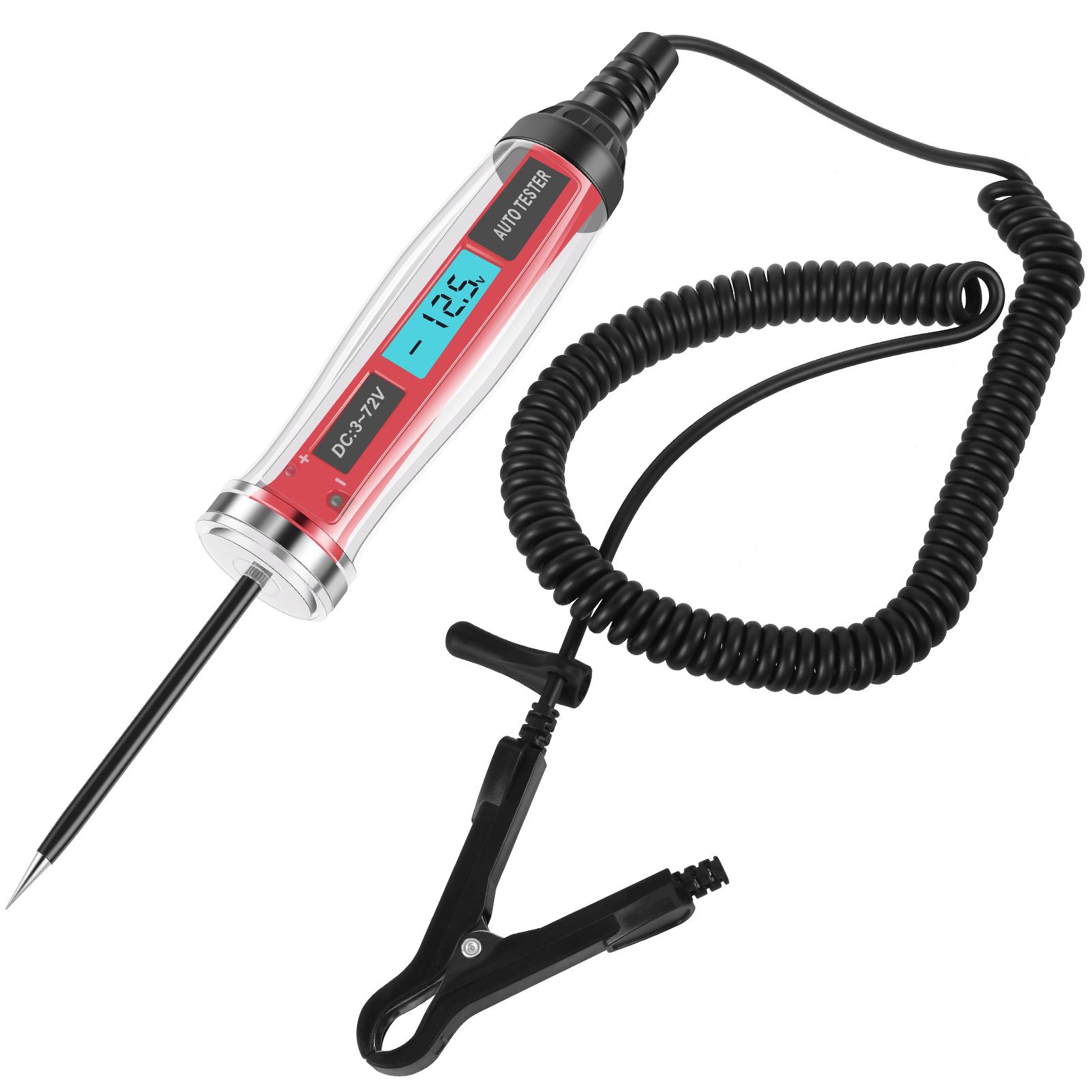 

Car Circuit Tester 3-72V DC LCD Digital Display Voltage Tester Portable Digital Circuit Test Pen Voltage Detector Auto Repair червоний