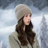 Women's Metal Velvet Rabbit Fur Hat Autumn and Winter Cold Warm Hat Fashion Casual Wool Hat