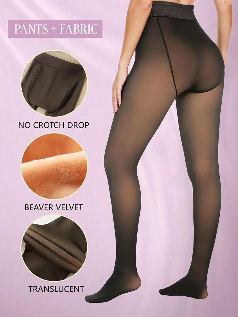 Calze collant termiche spesse da donna, calde, invernali, sexy, traslucide, collant, leggings, elastici, sottili, a vita alta