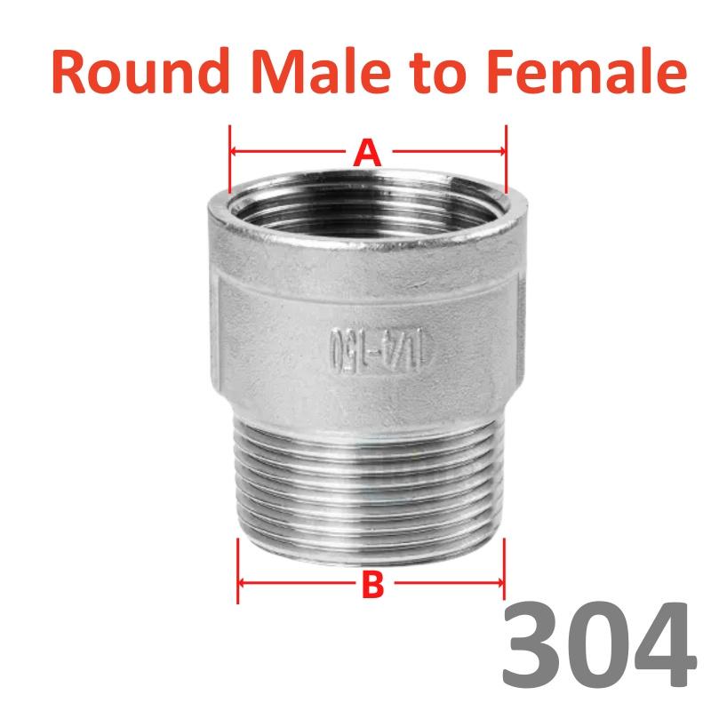 Conexão de encanamento 1/8” 1/4" 3/8" 1/2" 3/4" Aço Inoxidável 304 Rosca Macho Fêmea Redutor Adaptador de Tubo de Água Britânico