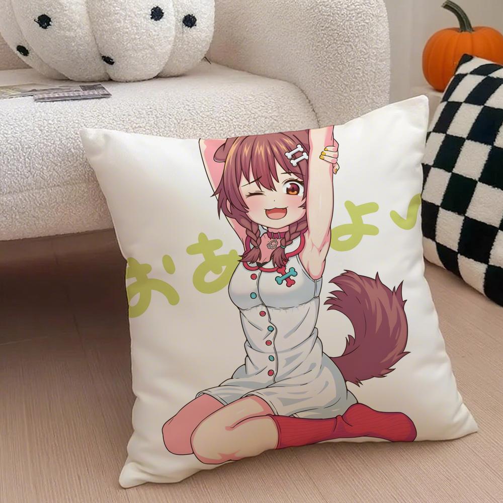 Playful Cute Japanese VTuber IINUGAMI KORONE Cushion Cover Throw Pillow Cover Hidden Button Durable Polyester Chair Cushion
