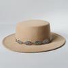 Unisex Klassische Filz Kirchenhüte Britischer Stil Breiter Rand Oberer Fedora Hut Hochzeits Verkleidung Breiter Rand Flacher Oberteil