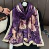 Autumn and Winter New Beautiful Brocade Silk Silk Satin Simulation Silk Foreign Silk Scarf High Fashion Versatile Sunscreen Shawl Scarf