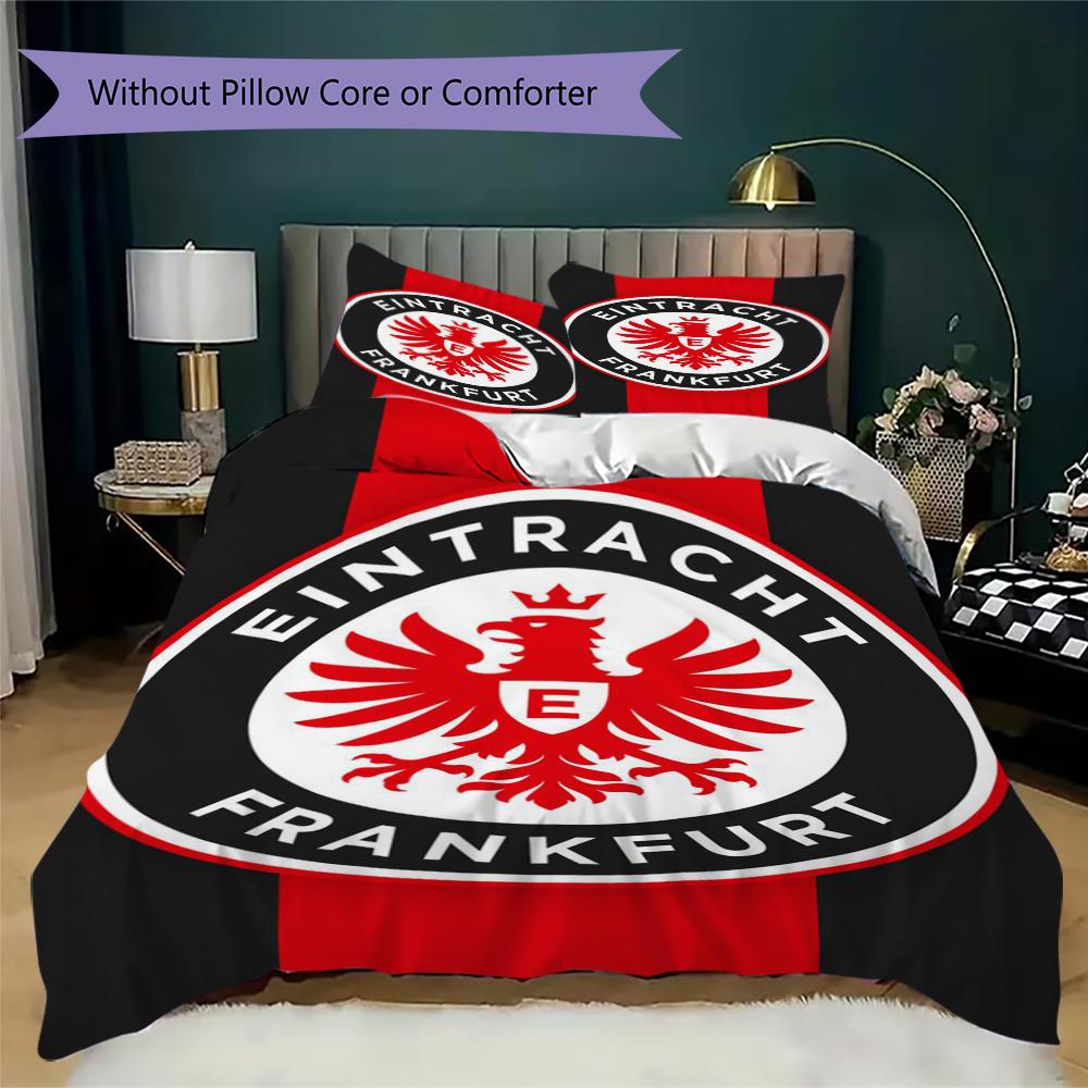 Pościel z wzorem Eintracht Frankfurt Zestaw kołdry Poszewka na kołdrę Poszewka na poduszkę Dekoracja domu Prezent urodzinowy (1 * poszwa na kołdrę + 2 * poszewki na poduszki bez rdzenia)