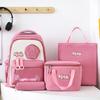 Backpack for Primary and Secondary School Students' School Bag New Fashionable and Trendy Insulated Meal Bag Large Capacity Four Piece Set