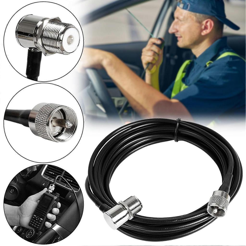 5m/16ft Antenna Feeder Cable - M Male Type, Rubber & Metal, Long Feeder Wire for Two-Way & Amateur Radios