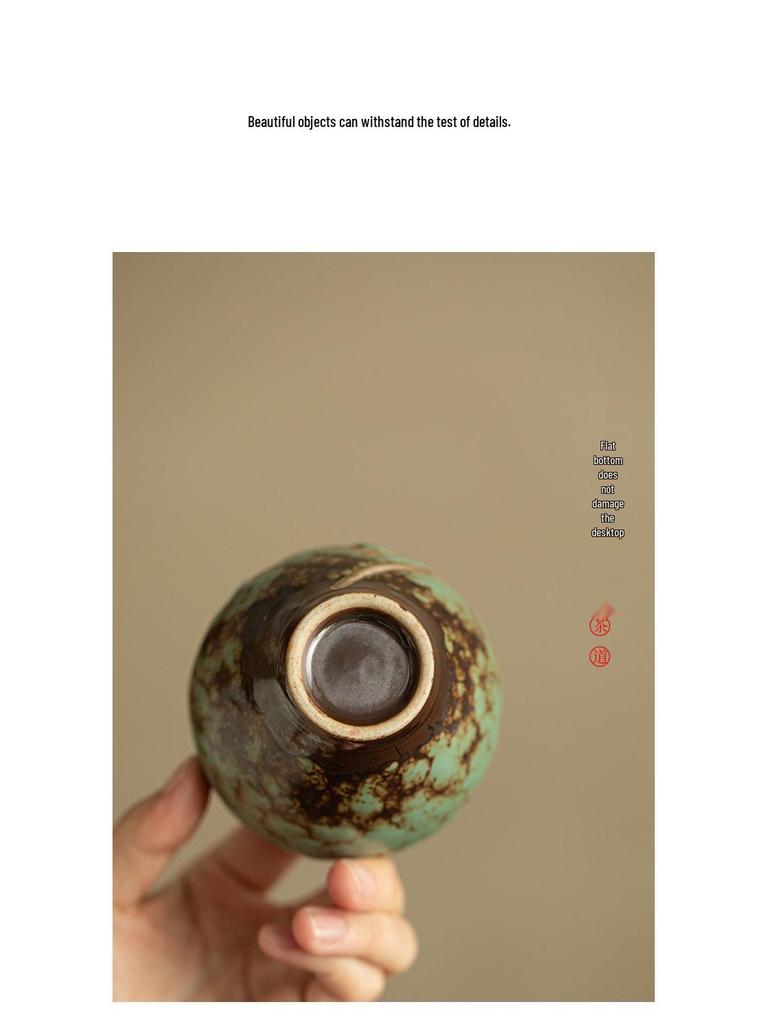 Lotus Birth Episode 2 Moss Green Glazed Ceramic Tea Cup - Anti-scalding Single Host Cup in Gift Box