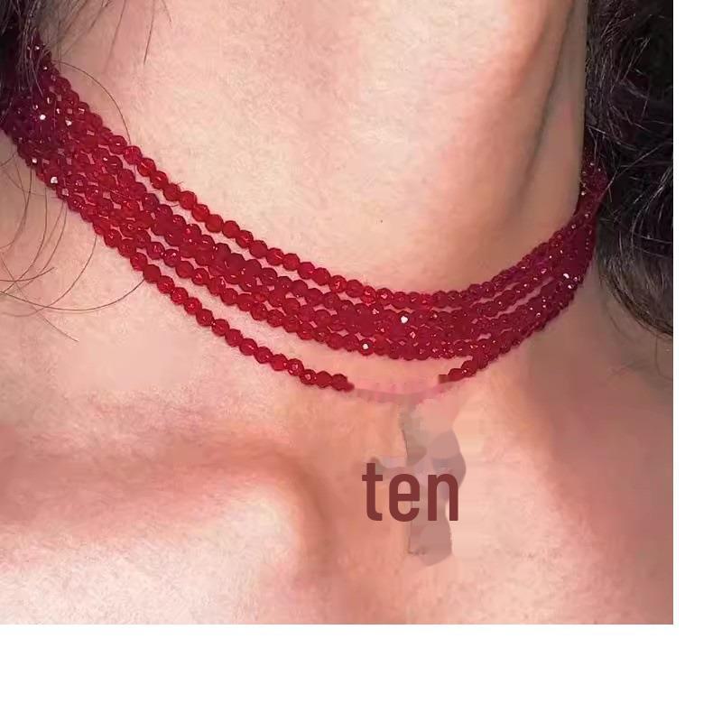 2024 Mehrlagige Rotes Kreuz Choker-Halskette im Original-Design mit Titanstahl