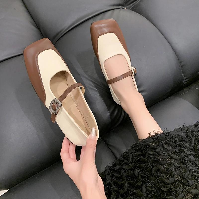 Fashion French Mary Jane Soft Sole Shoes for Women's 2024 Autumn New Women Square Head Shallow Mouth Single Shoes Fashion High Heels