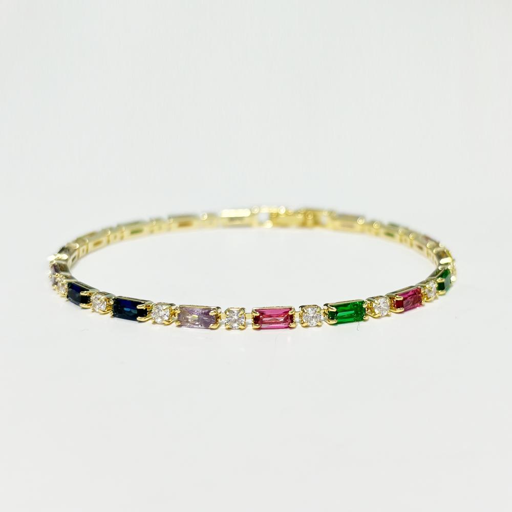 Luxury Rainbow Iced Out Zircon Tennis CZ Bracelet Women's Stretch Adjustable Bracelet Hippie Fashion Accessories Jewelry Gifts
