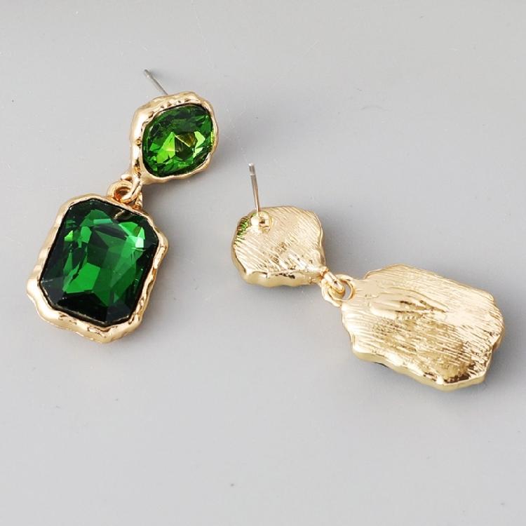 Contemporary Square Shape Earrings Crystals Accent Metal Everyday Elegant for Parties and Professional Settings