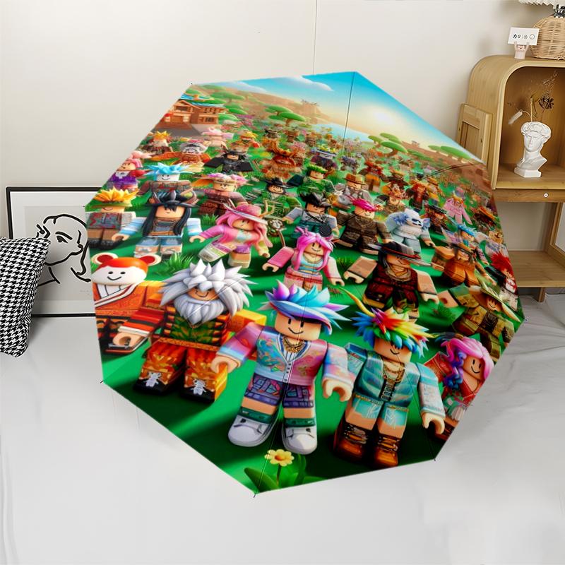 Roblox Theme Automatic Umbrella, Lightweight & Portable, 8 Rib, Perfect for Outdoor Travel, Birthdays, Christmas, Gifts.
