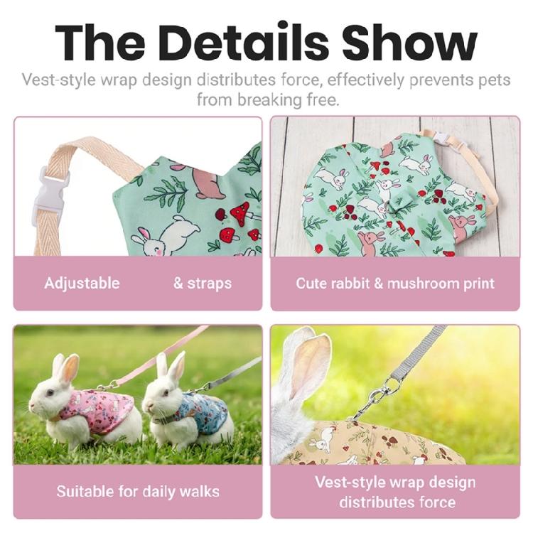 Fashion Rabbit Print Pet Harnesses With Detachable Leashes Soft Cotton Suitable for Small Animals