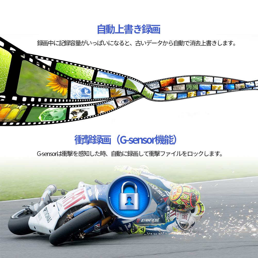 Motocam D6RL Motorcycle Dash Cam, Front and Rear Waterproof Camera, IP67, Bicycle, Motorcycle, Dash