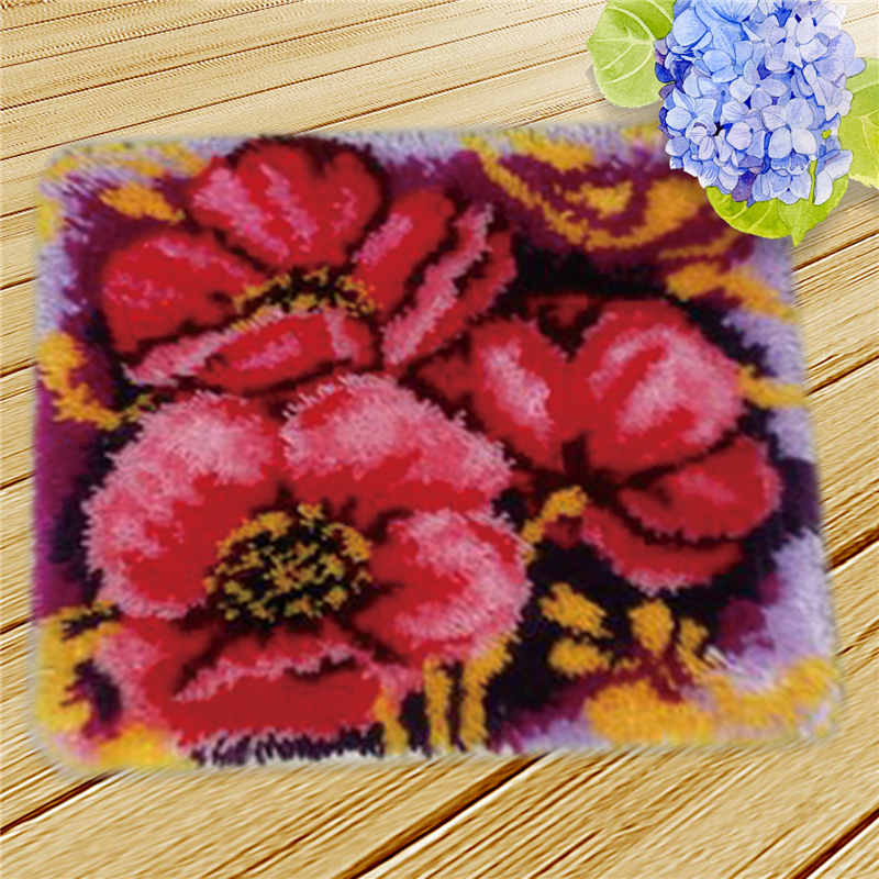 Nicediy Embroidery Latch Hook Rug Canvas Kits Carpet Latch Hook Kits DIY Knitted Fomiaran for Needlework Cross Stitch Crocheting