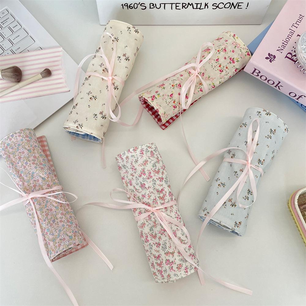 

Fabric Floral Patterns Cosmetic Storage Bags Large Capacity Makeup Brushes Case Women Bag Travel Brush Holder Pen Case Box