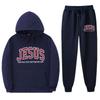 Letter Print Hoodie Sweatpants Set Men Women Casual Tracksuit Long Sleeve Sportswear