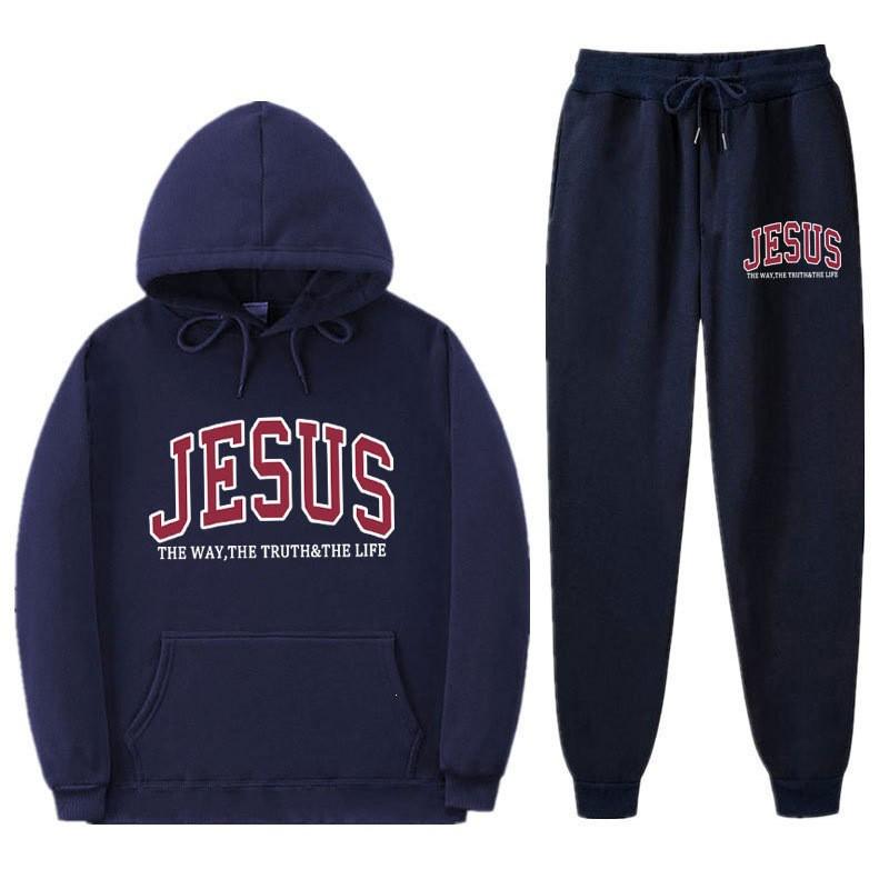 Letter Print Hoodie Sweatpants Set Men Women Casual Tracksuit Long Sleeve Sportswear