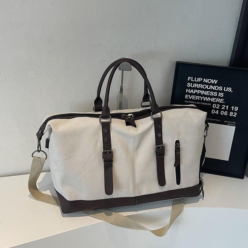 Large-capacity canvas travel bag for men and women going out for short-distance sports, fitness bag cover, tie rod, light storage, handbag tide